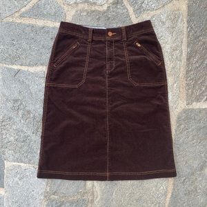 Eddie Bauer Brown Corduroy MIDI Skirt